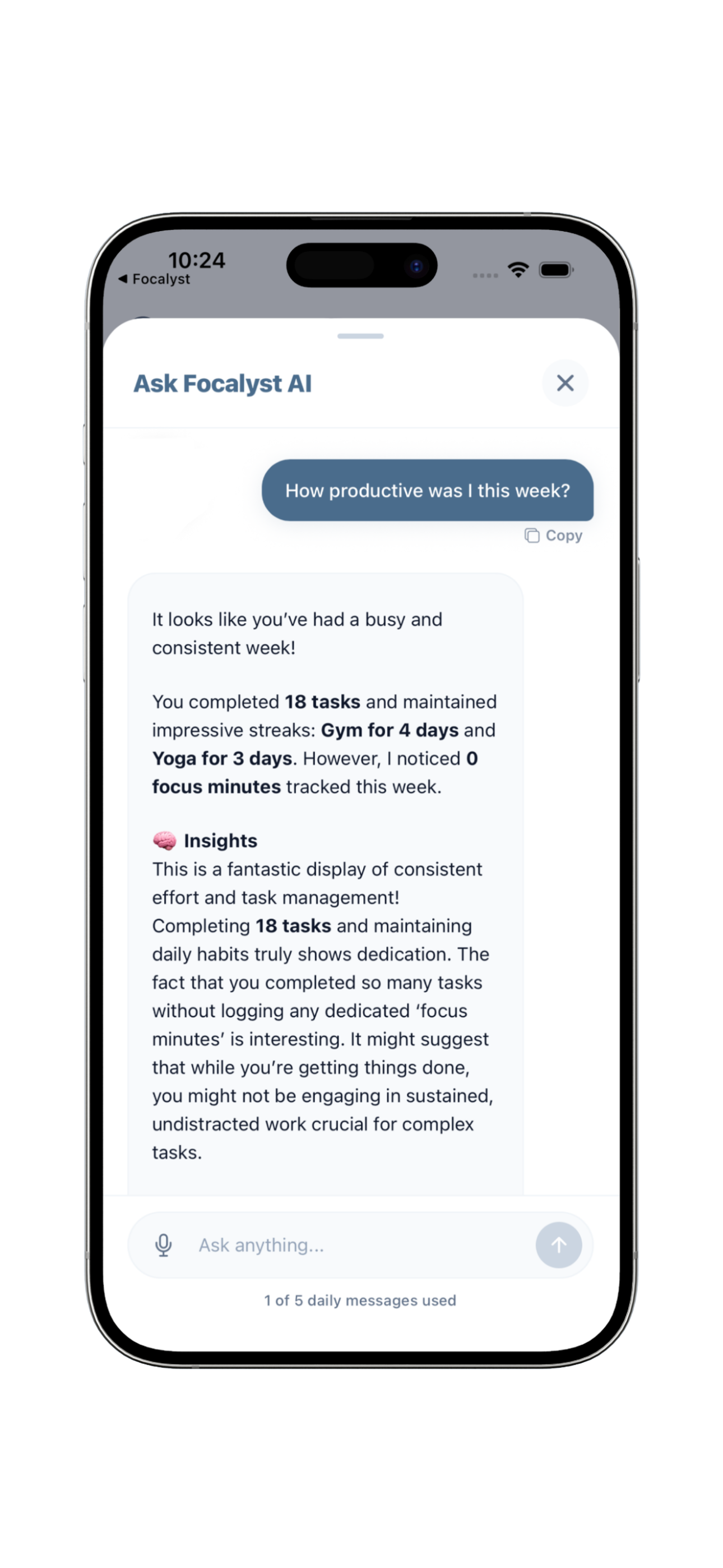 Focalyst AI Chat Mockup